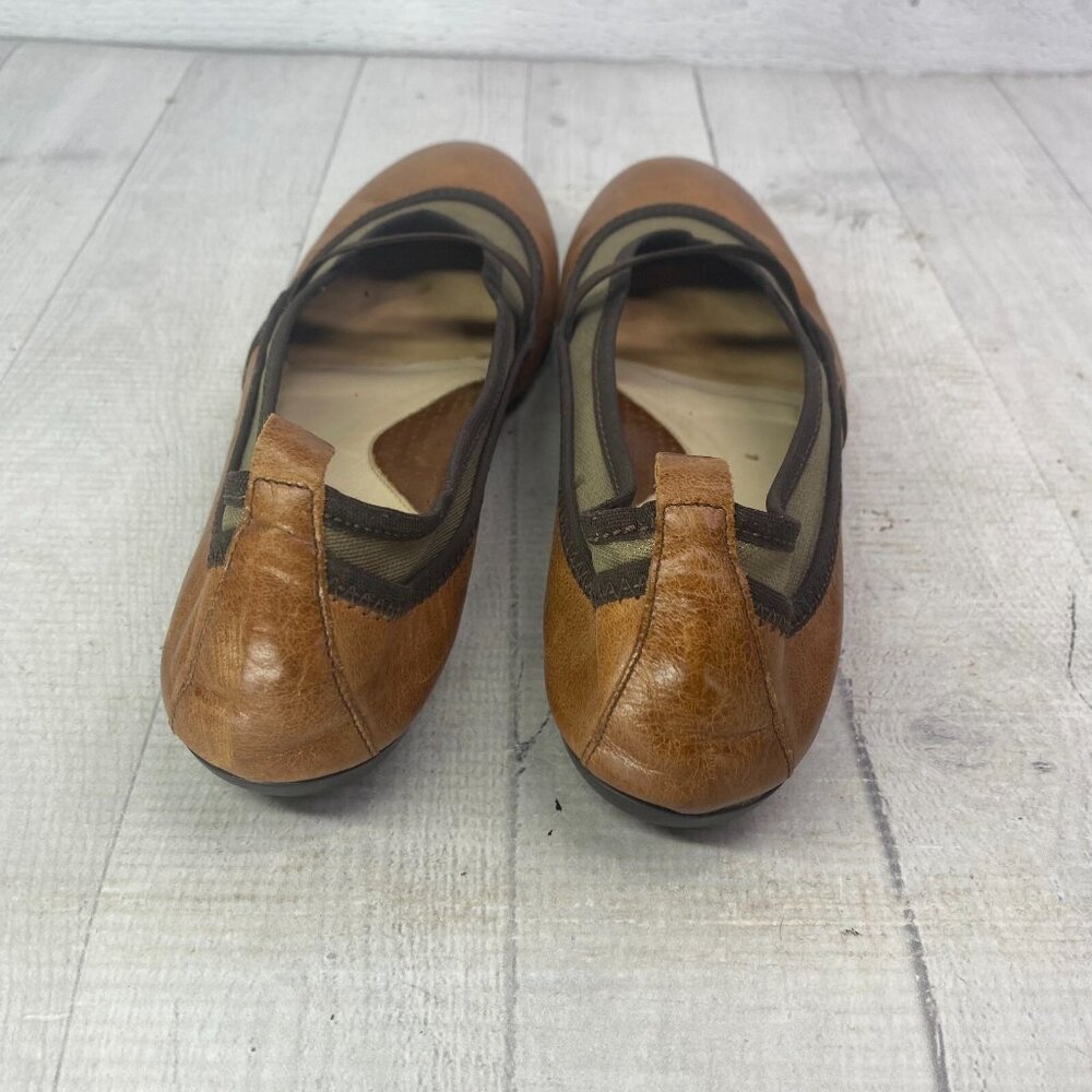 Sesto Meucci Brown Leather Gold Tone Metallic Mesh Mary Jane Ballet Flats Sz 8 N - Picture 10 of 16